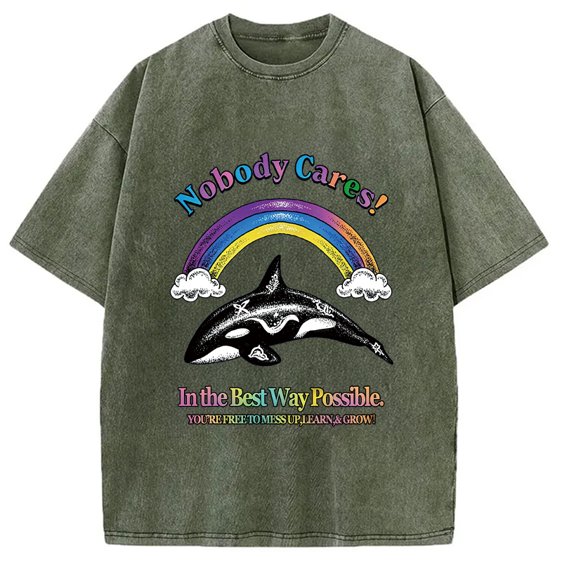 Modecanvas NOBODY CARES DTG Printing Washed T-Shirt