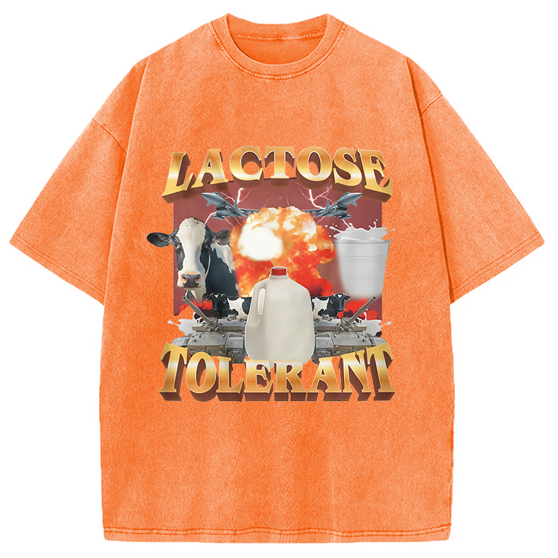 Modecanvas Retro Milk Lactose Tolerant Washed T-Shirt-modecanvas