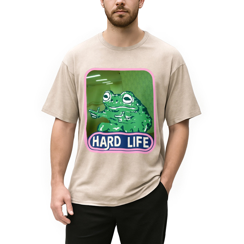 Modecanvas The Backrooms Hard Life Frog Washed T-Shirt