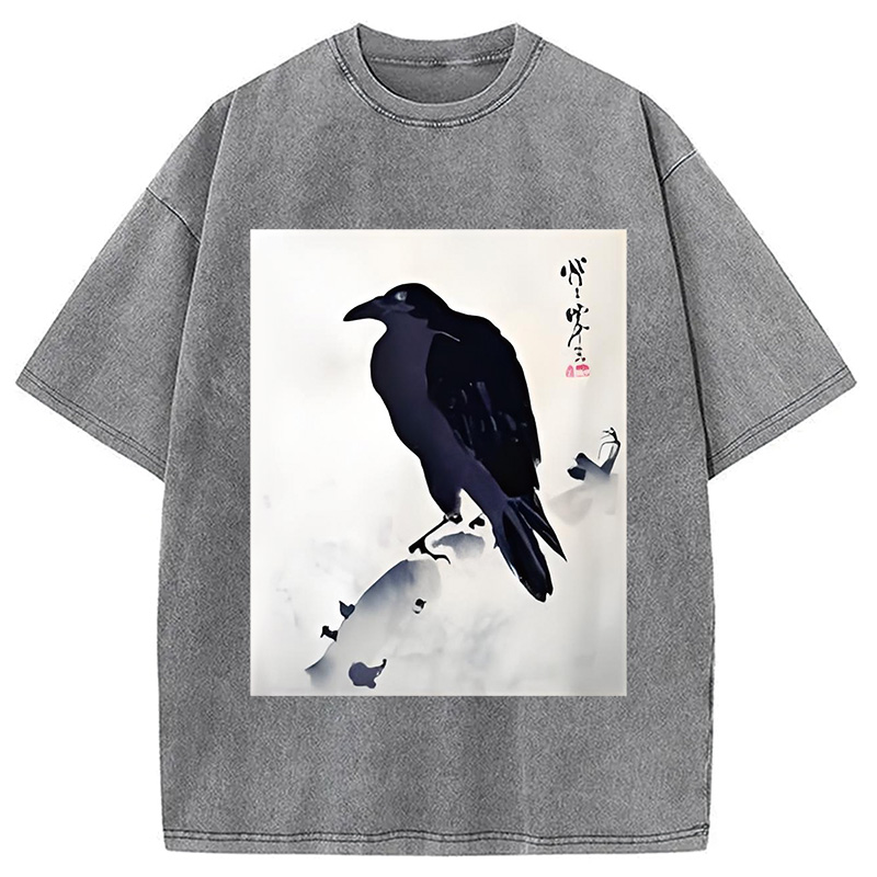 Modecanvas Japanese Kyosai Crow Washed T-Shirt