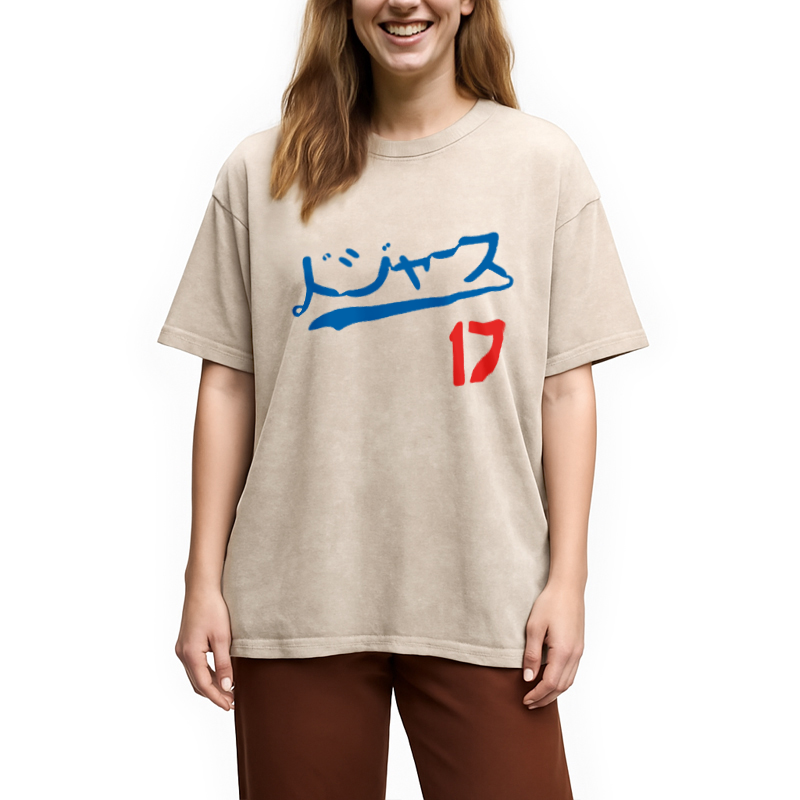 Modecanvas Los Angeles Japanese Baseball Fan Washed T-Shirt