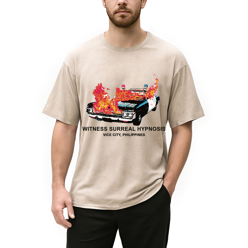 Modecanvas Witness Surreal Hypnosis DTG Printing Washed T-Shirt