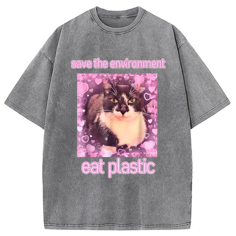 Modecanvas Save The Environment Washed T-Shirt