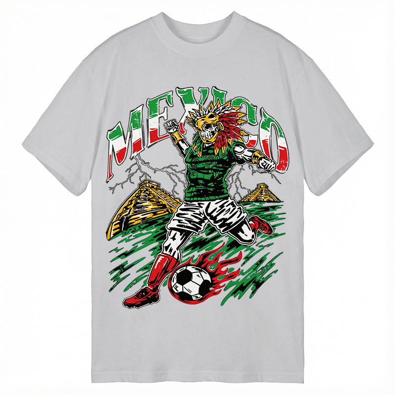 Modecanvas Mexico Soccer Skull DTG Printing Classic T-Shirt-modecanvas