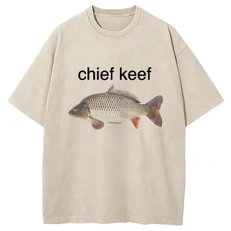 Modecanvas Chief Keef Fish Washed T-Shirt-modecanvas