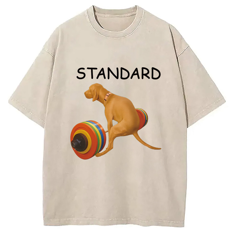 Modecanvas Standard Dog FItness Meme Washed T-Shirt