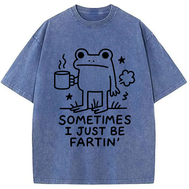 Modecanvas Sometimes A Frog Just Needs To Fart DTG Printing Washed T-Shirt