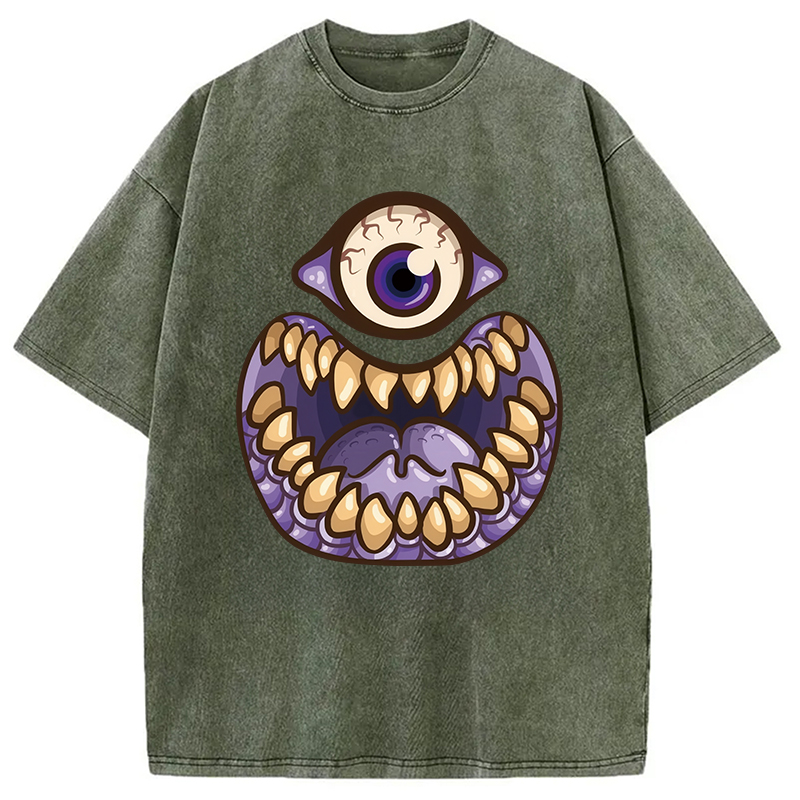 Modecanvas One-Eyed People Eater Washed T-Shirt