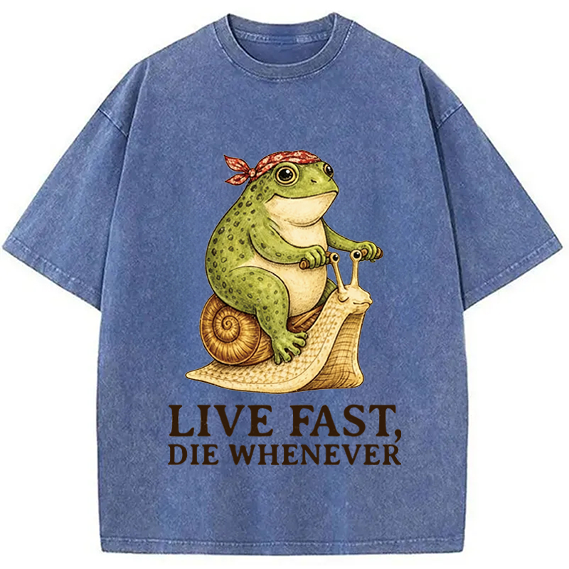 Modecanvas Live Fast Die Whenever DTG Printing Washed T-Shirt