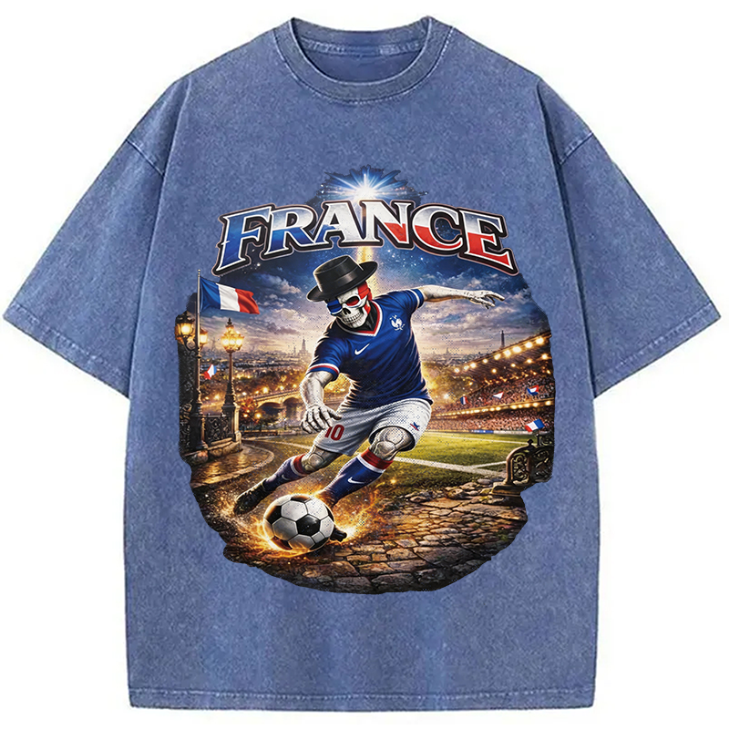 Modecanvas France Soccer DTG Printing Washed T-Shirt