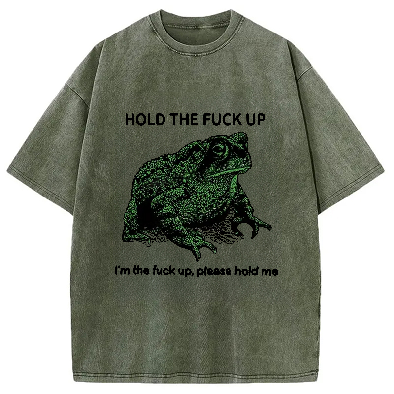 Modecanvas Funny Frog Meme Washed T-Shirt