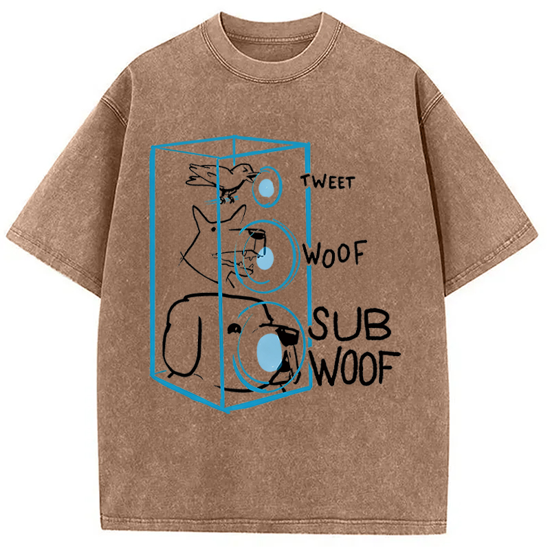 Modecanvas Subwoof Funny DTG Printing Washed T-Shirt