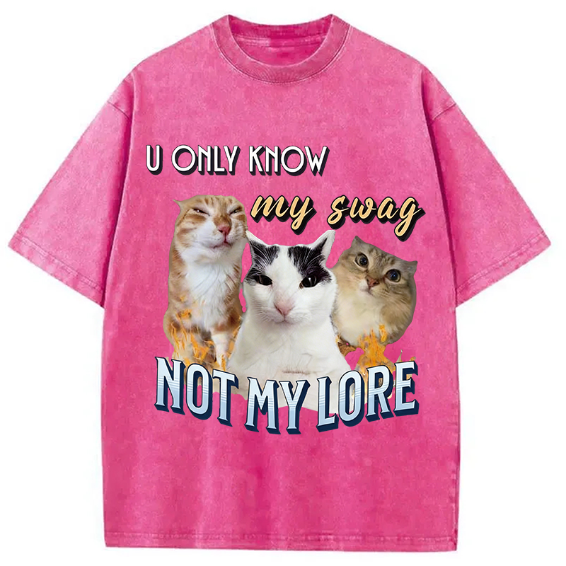 Modecanvas U Only Know Cat Meme DTG Printing Washed T-Shirt