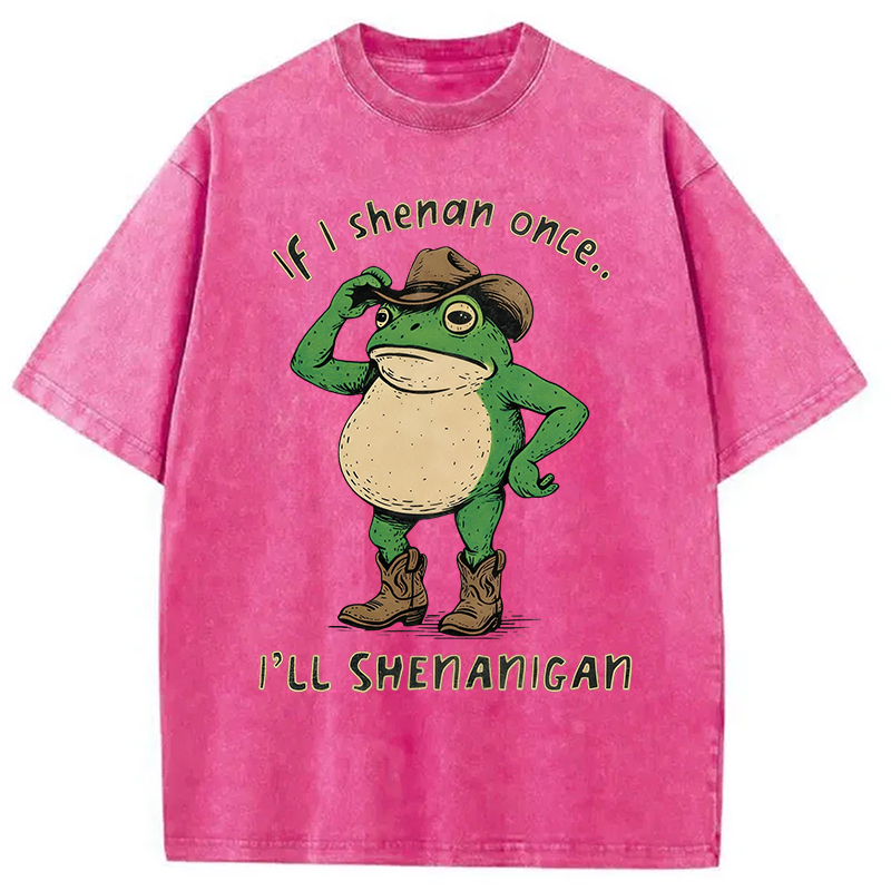 Modecanvas If I Shenan Once Funny Meme Washed T-Shirt-modecanvas