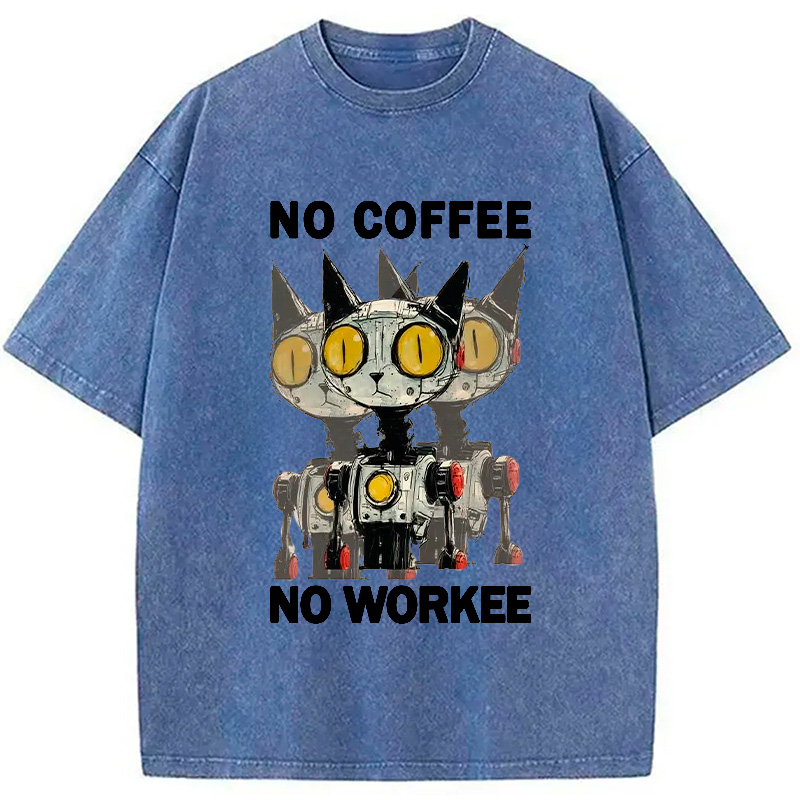 Modecanvas No Coffee No Workee Washed T-Shirt