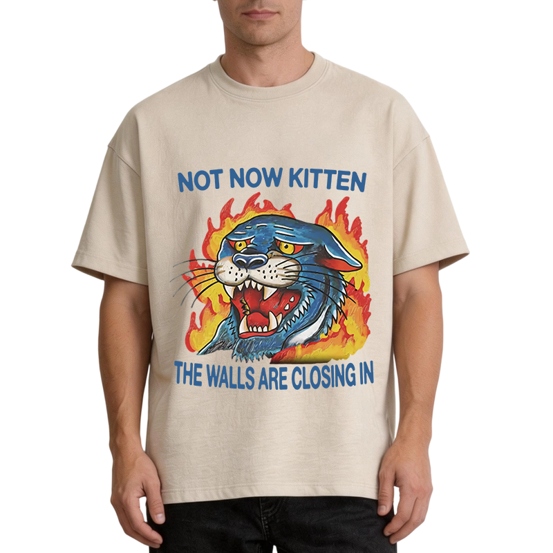 Modecanvas Not Now Kitten DTG Printing Washed T-Shirt