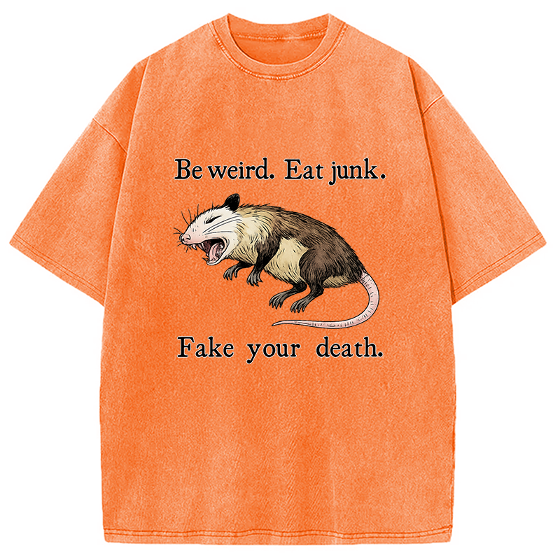 Modecanvas Possum Playing Dead Washed T-Shirt