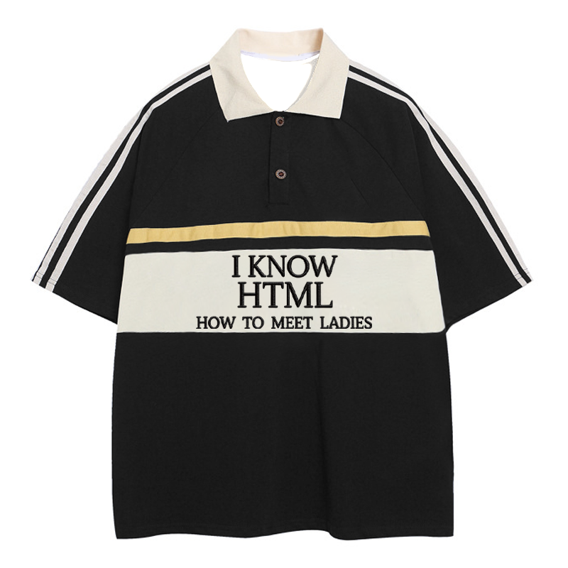 Modecanvas I Know HTML Polo Embroidered T-Shirt