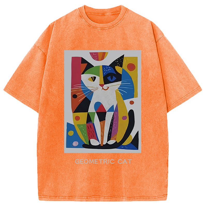 Modecanvas Vintage Picatso Cat Graffiti Washed T-Shirt
