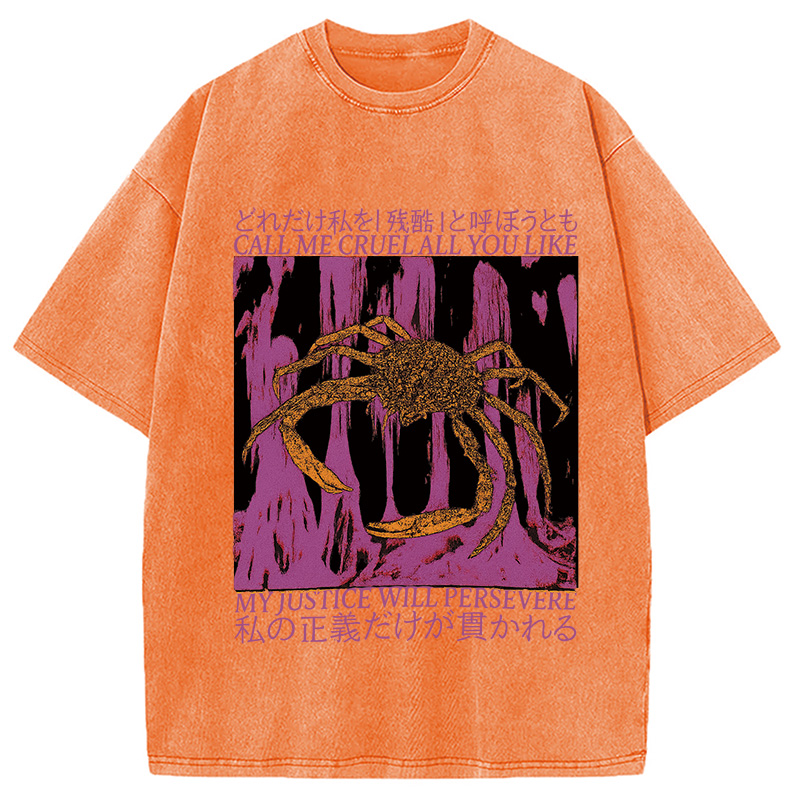 Modecanvas My Justice Will Persevere Funny Crab Washed T-Shirt