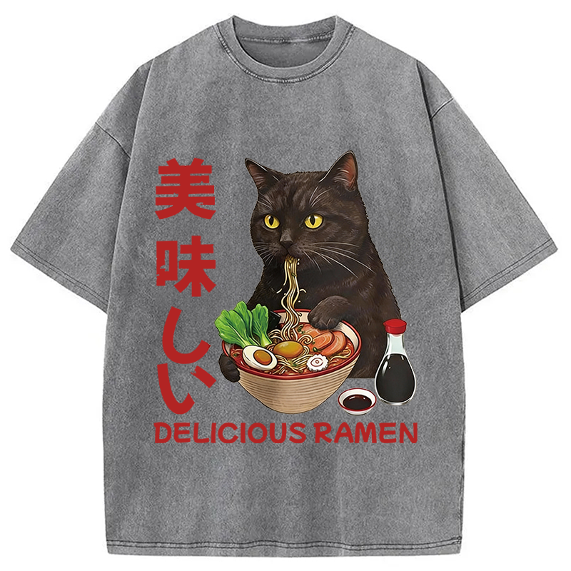 Modecanvas Delicious Ramen DTG Printing Washed T-Shirt