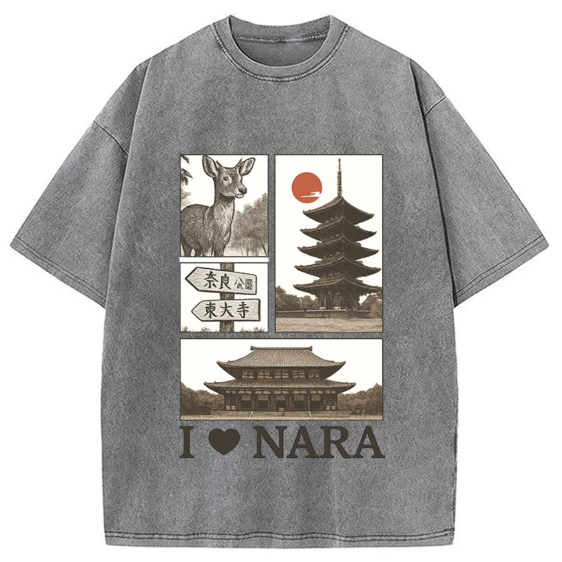 Modecanvas NARA Love Vintage Japanese Washed T-Shirt