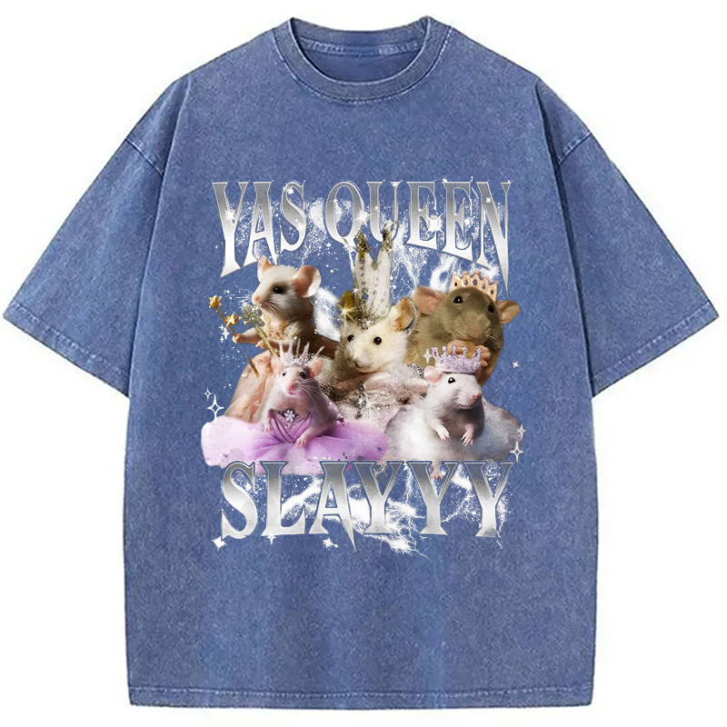 Modecanvas Yas Queen Slay Rat Washed T-Shirt