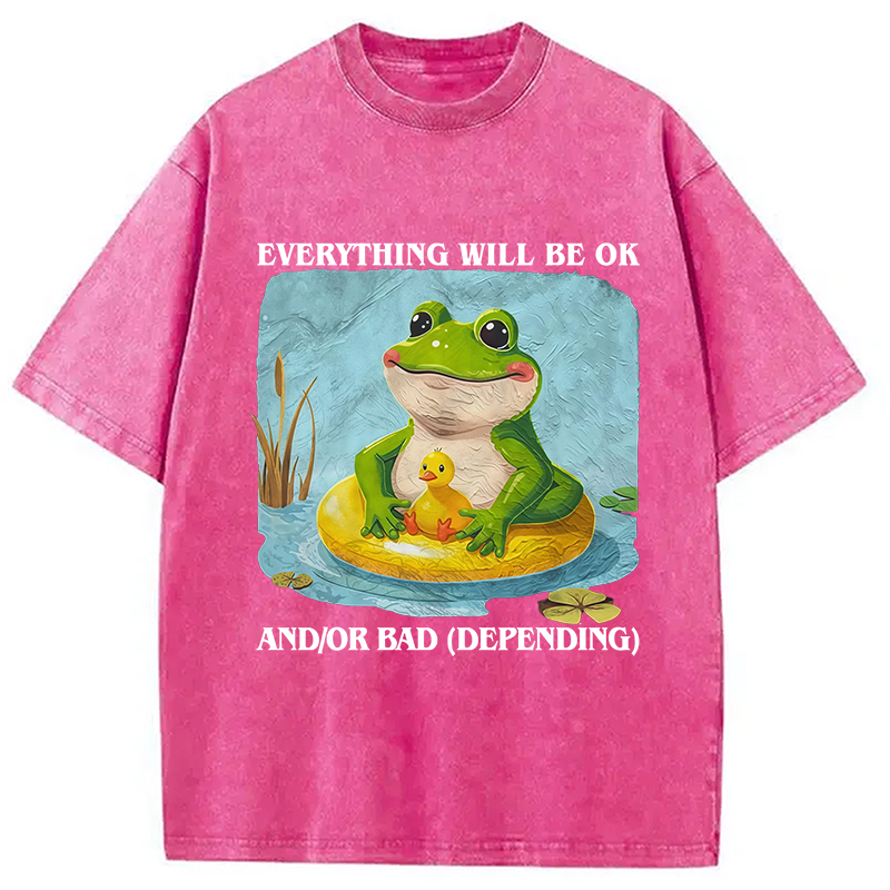 Modecanvas Everything Will Be OK Washed T-Shirt