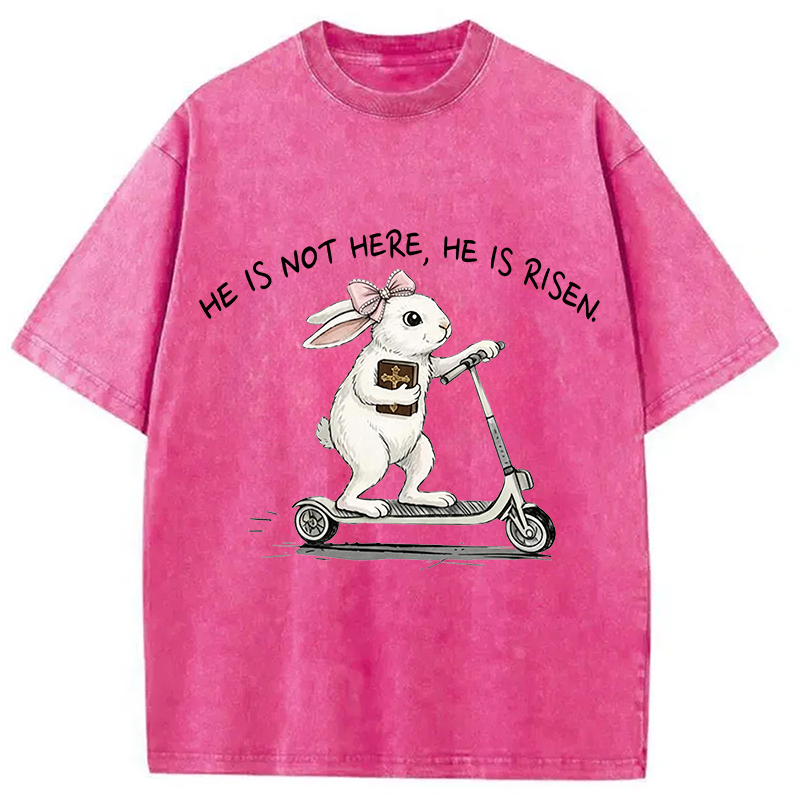Modecanvas He Is Risen Easter Bunny DTG Printing Washed T-Shirt