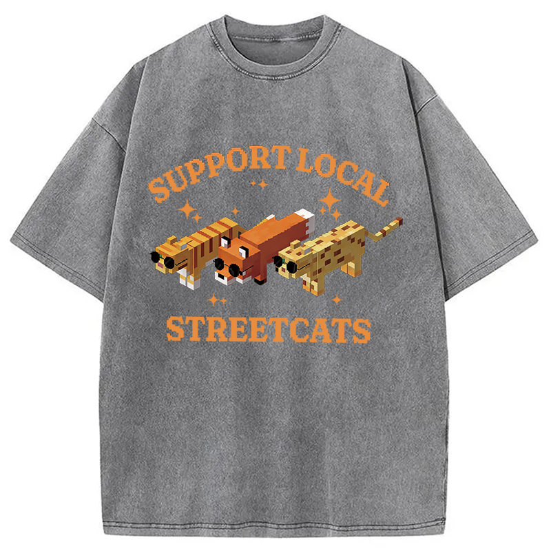 Modecanvas Support Local Streetcats DTG Printing Washed T-Shirt