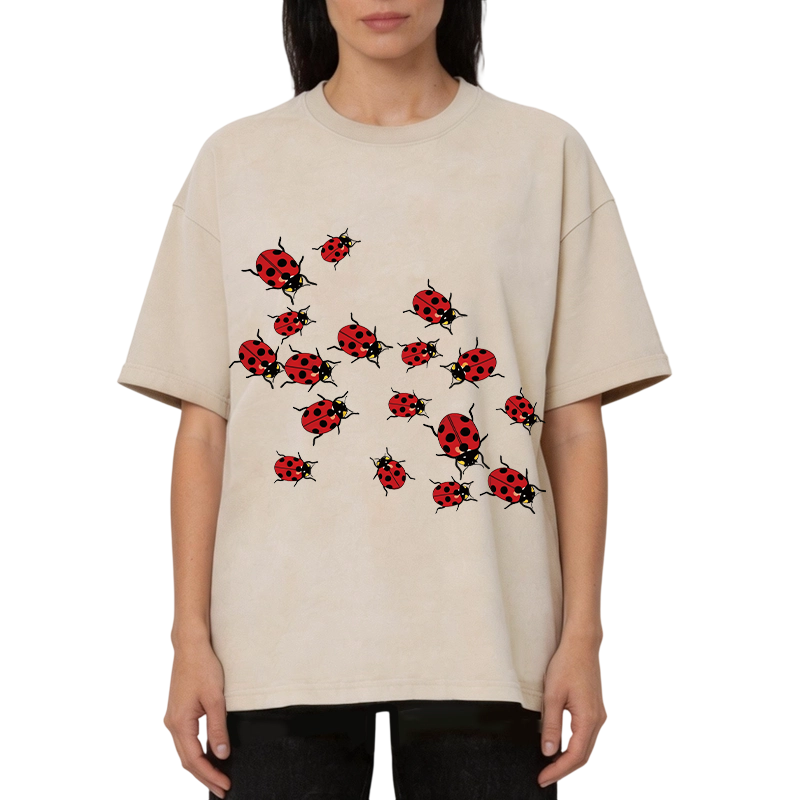 Modecanvas Ladybug DTG Printing Washed T-Shirt