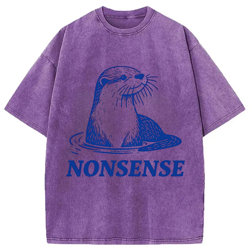 Modecanvas Funny Sea Otters Meme DTG Printing Washed T-Shirt