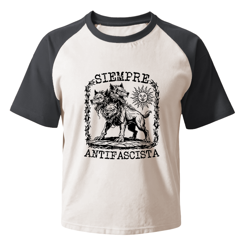 Modecanvas Siempre Antifascista Anti Racist Raglan T-Shirt