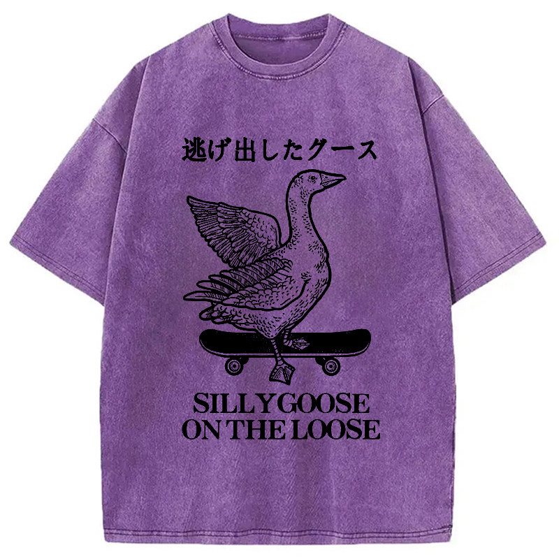 Modecanvas Skateboard Goose Washed T-Shirt-modecanvas