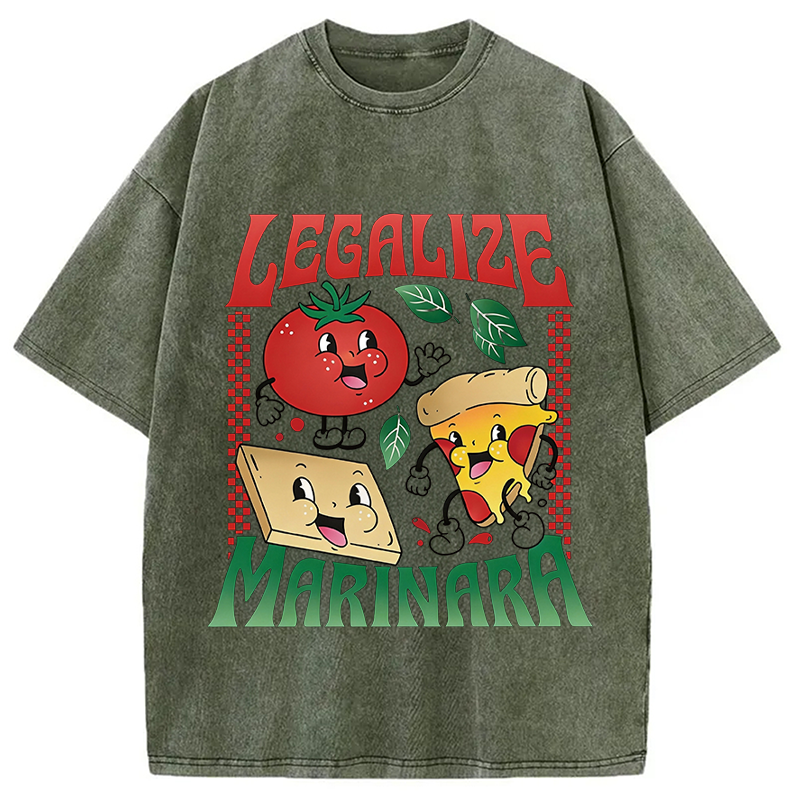 Modecanvas Funny Legalize Marinara DTG Printing Washed T-Shirt