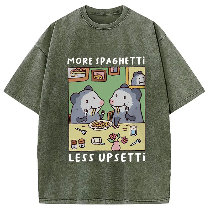 Modecanvas Possums Eating Spaghetti Washed T-Shirt