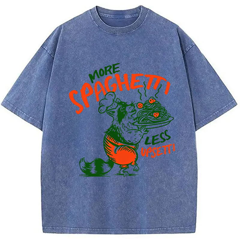 Modecanvas More Spaghetti Less Upsetti Raccoon DTG Printing Washed T-Shirt