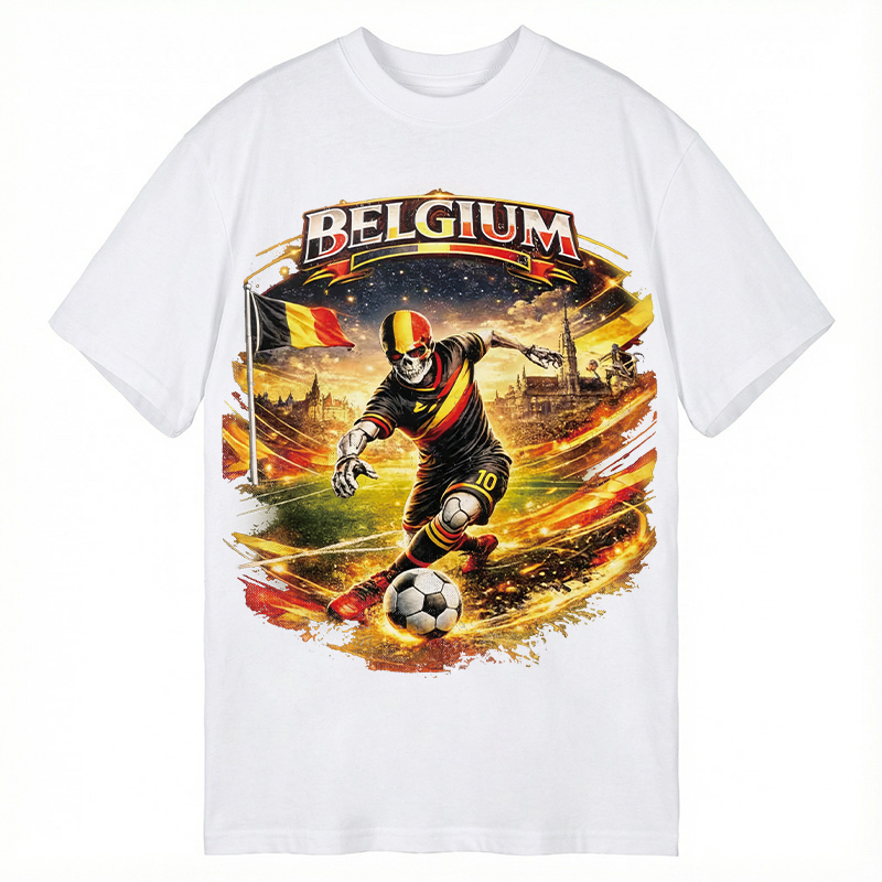 Modecanvas Belgium Soccer Skull DTG Printing Classic T-Shirt-modecanvas