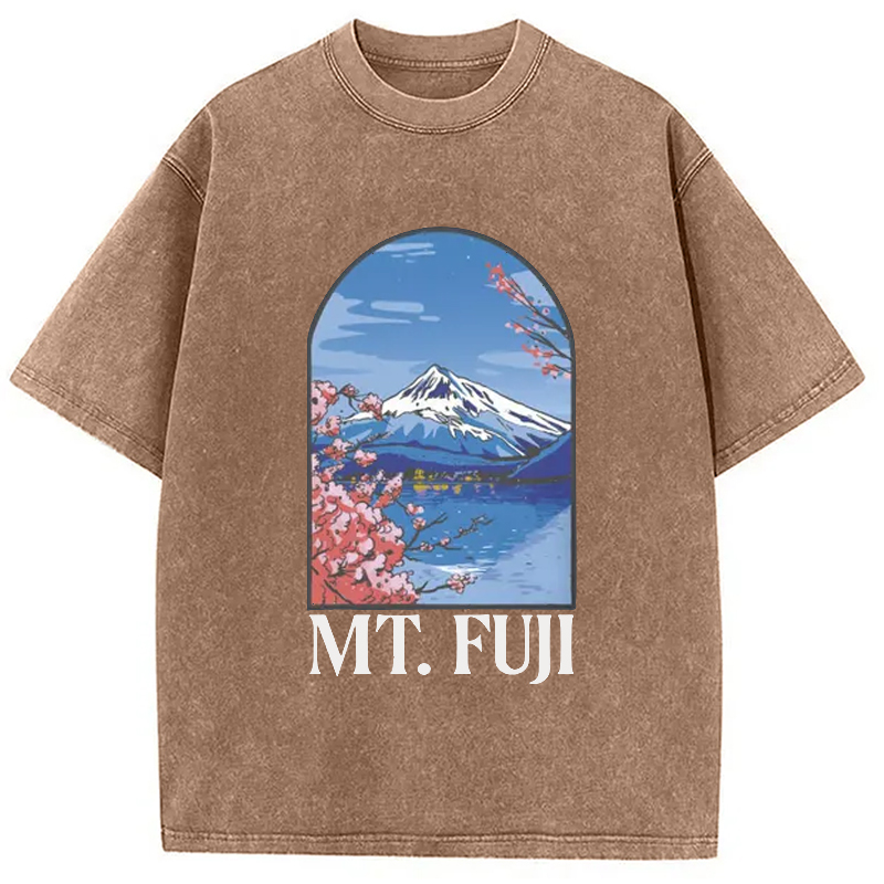 Modecanvas Mt. Fuji Cherry Blossom Japanese Washed T-Shirt
