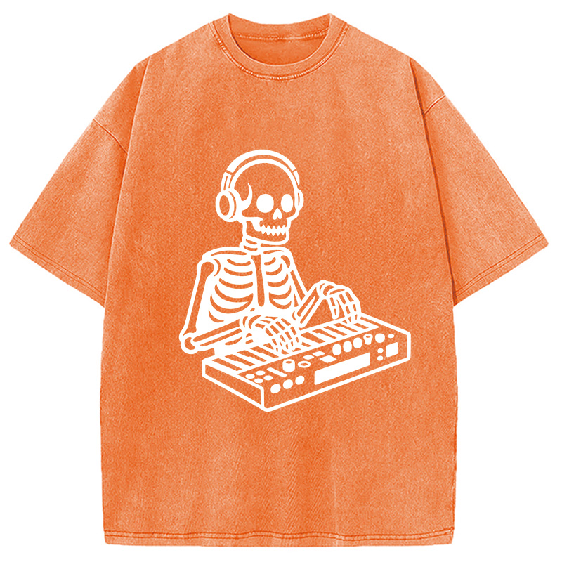 Modecanvas Skeleton Playing The Music Washed T-Shirt