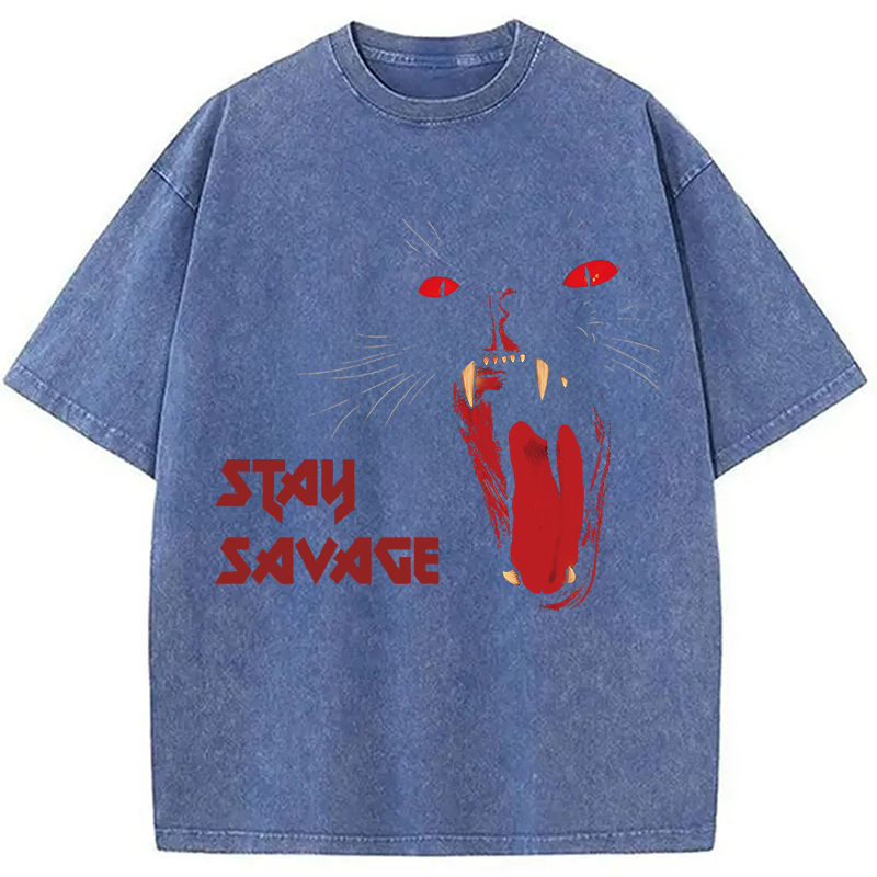 Modecanvas Dark Gothic Cat DTG Printing Washed T-Shirt-modecanvas