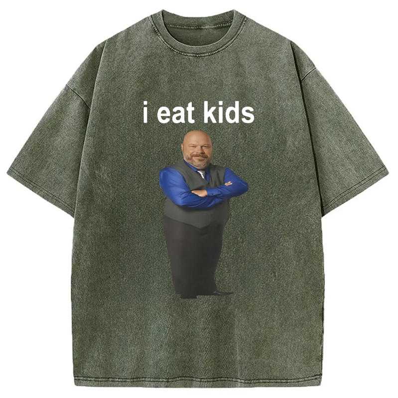 Modecanvas I Eat Kids Meme Washed T-Shirt