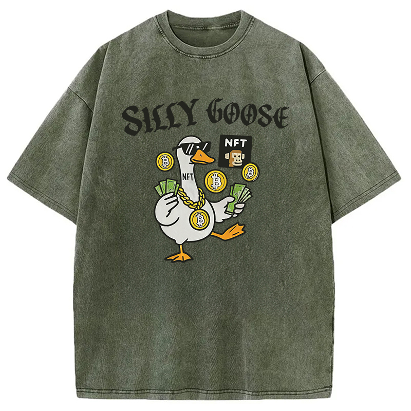Modecanvas Silly Goose Crypto Bro NFT DTG Printing Washed T-Shirt
