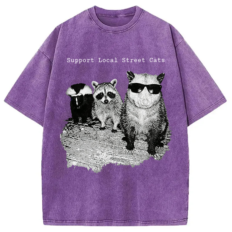 Modecanvas Support Local Street Cats DTG Printing Washed T-Shirt