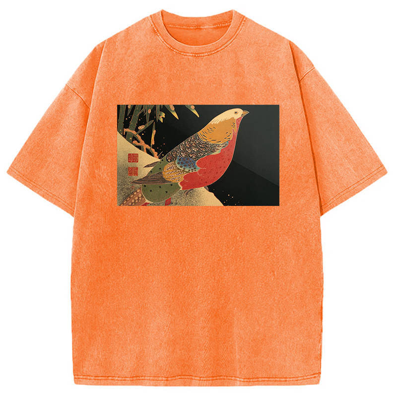 Modecanvas Golden Pheasant in the Snow Washed T-Shirt
