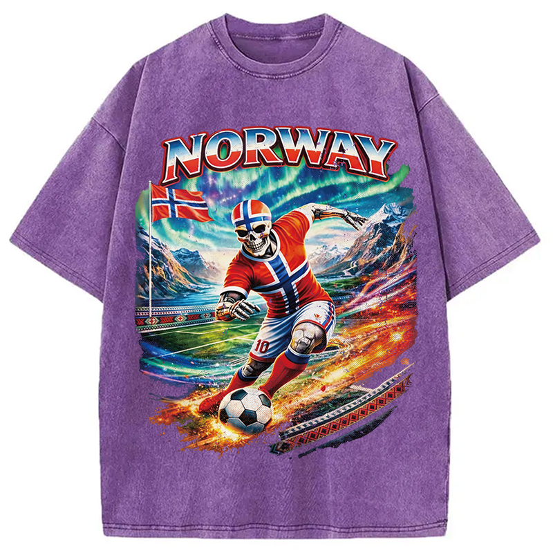 Modecanvas Northern Lights Football DTG Printing Washed T-Shirt