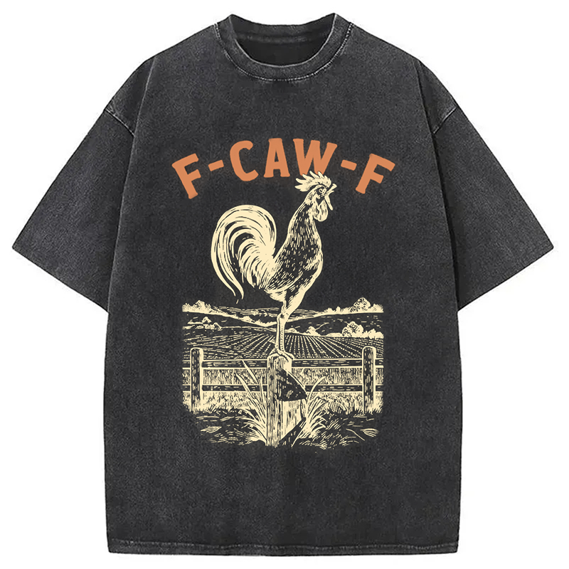 Modecanvas Funny Rooster Meme DTG Printing Washed T-Shirt