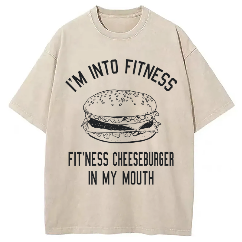 Modecanvas Fitness Cheeseburger DTG Printing Washed T-Shirt