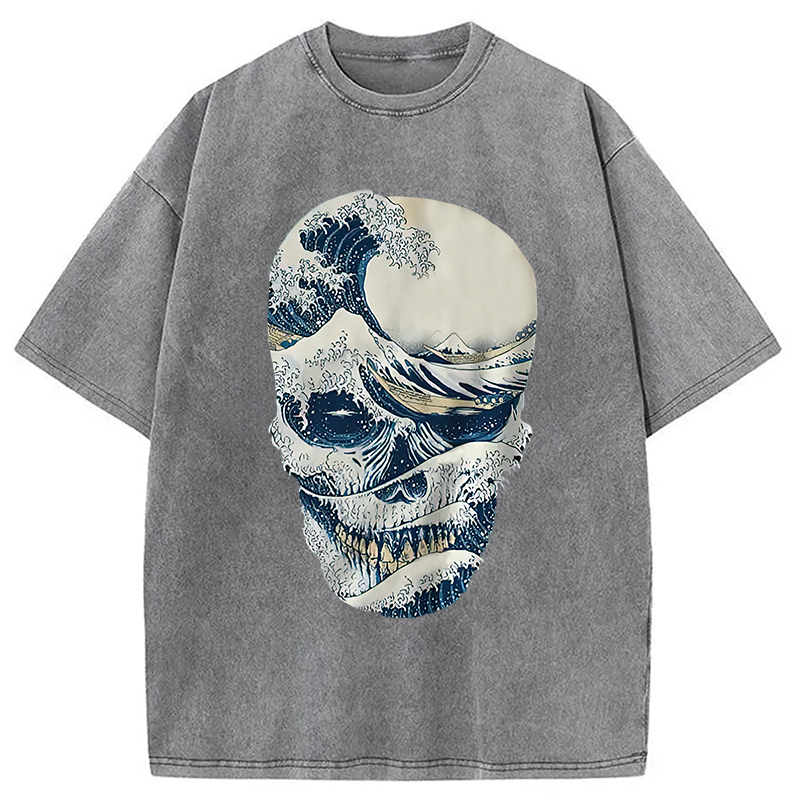 Modecanvas The Great Wave Off Skull Washed T-Shirt