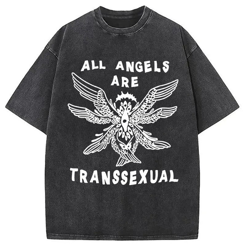 Modecanvas All Angels Are Transsexual DTG Printing Washed T-Shirt